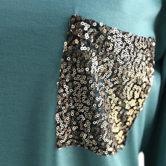 🛒 Sequin Pocket T-Shirt // Long Sleeve // NWT - Picture 3 of 4